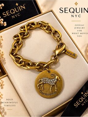 Gold Capricorn Charm Chain Bracelet